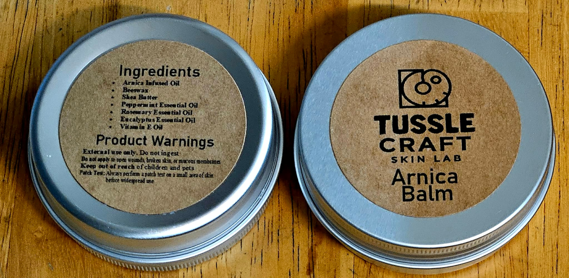 Tussle Craft Arnica Balm — 2 oz tin with kraft label